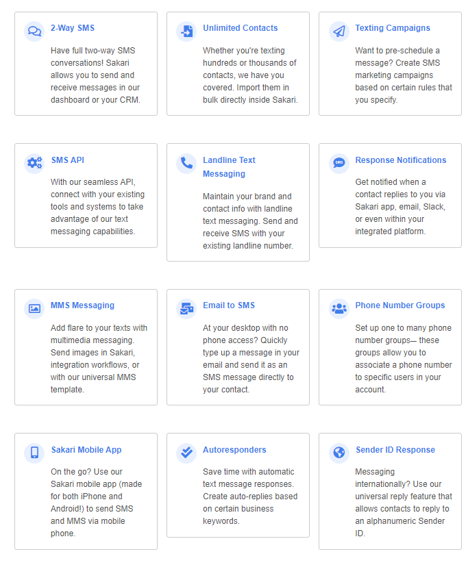 sakari.io features table