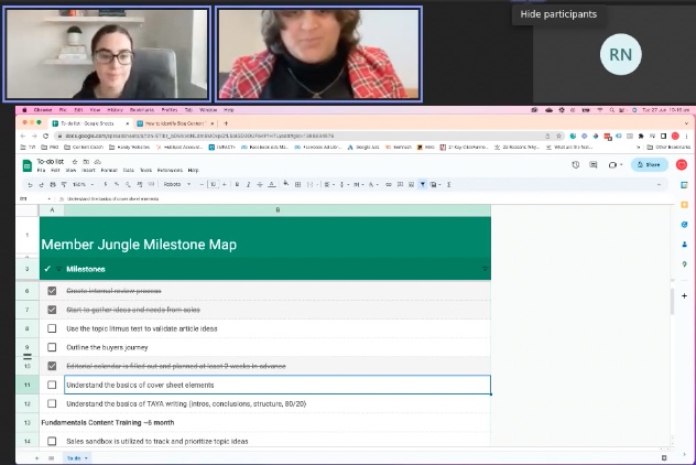screenshot of a coaching session