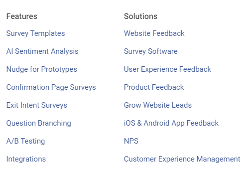 screenshot of qualaroo features and solutions