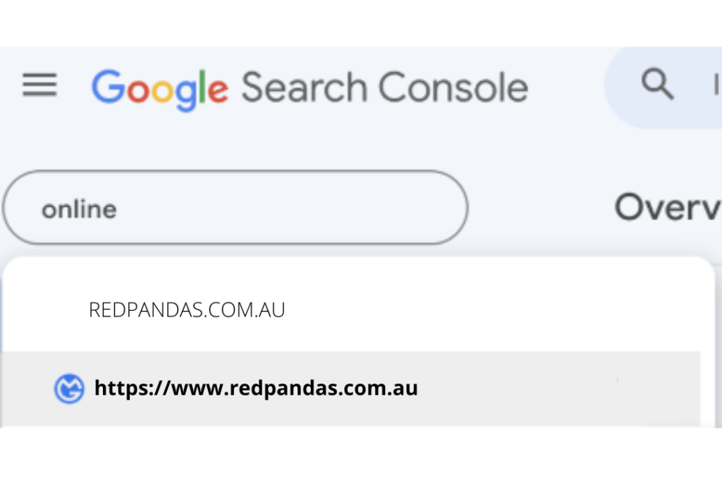 screenshot of properties in google search console