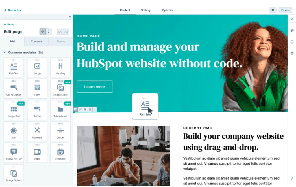 hubspot content hub website cms