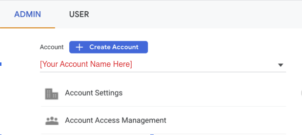 Screenshot of Google Admin in Google Analytics
