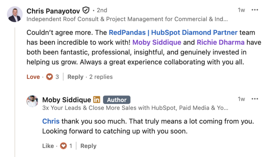 Founder of Riax giving positive feedback on Redpandas Digital