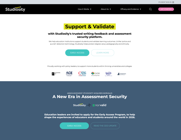 Screenshot of a HubSpot website of Studiosity