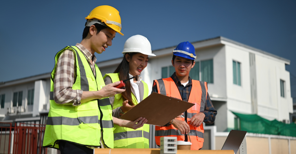 A construction team discussing what CRM is