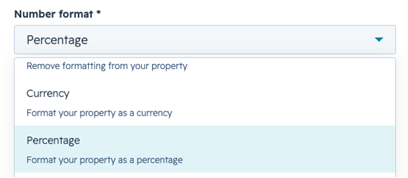 Percentage format on hubspot