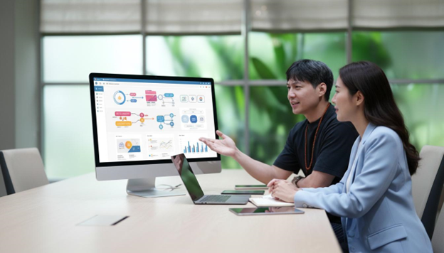 A person from a hubspot solutions partner agency helping a client.